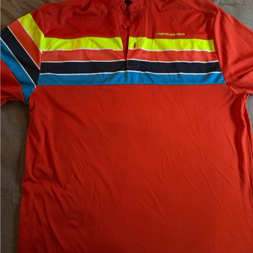 Under Armour Red Striped Polo Shirt